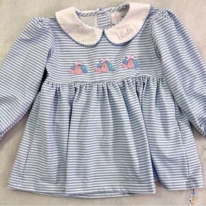 Thanksgiving top with embroidered Peter Pan collar featuring the monogram “kate”